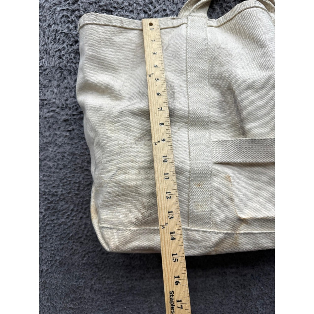 Vintage 70s 80s Linesmen Cotton Canvas Tool Utility Tote Bag Ivory 21 x 15 - Picture 11 of 13